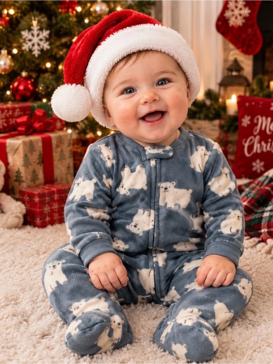 Carter's Other - Carter's Blue Polar Bear Fleece Footed One-Piece